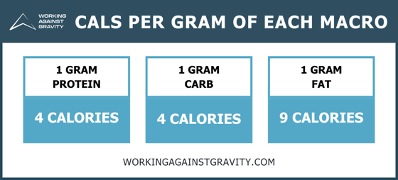 cals per gram of each macro