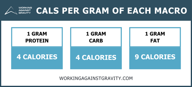 calories per gram of each macronutrient