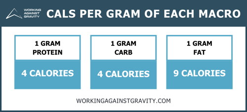 calories per gram of each macro